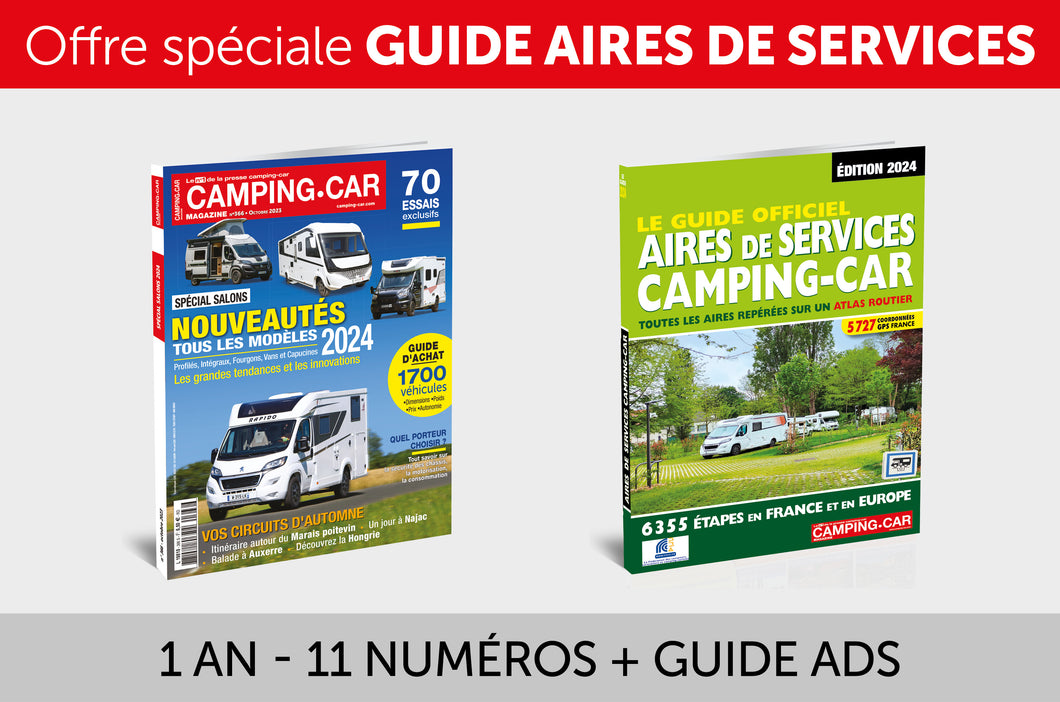 Camping-car Magazine - 1 an en version papier + le guide des aires de services 2024