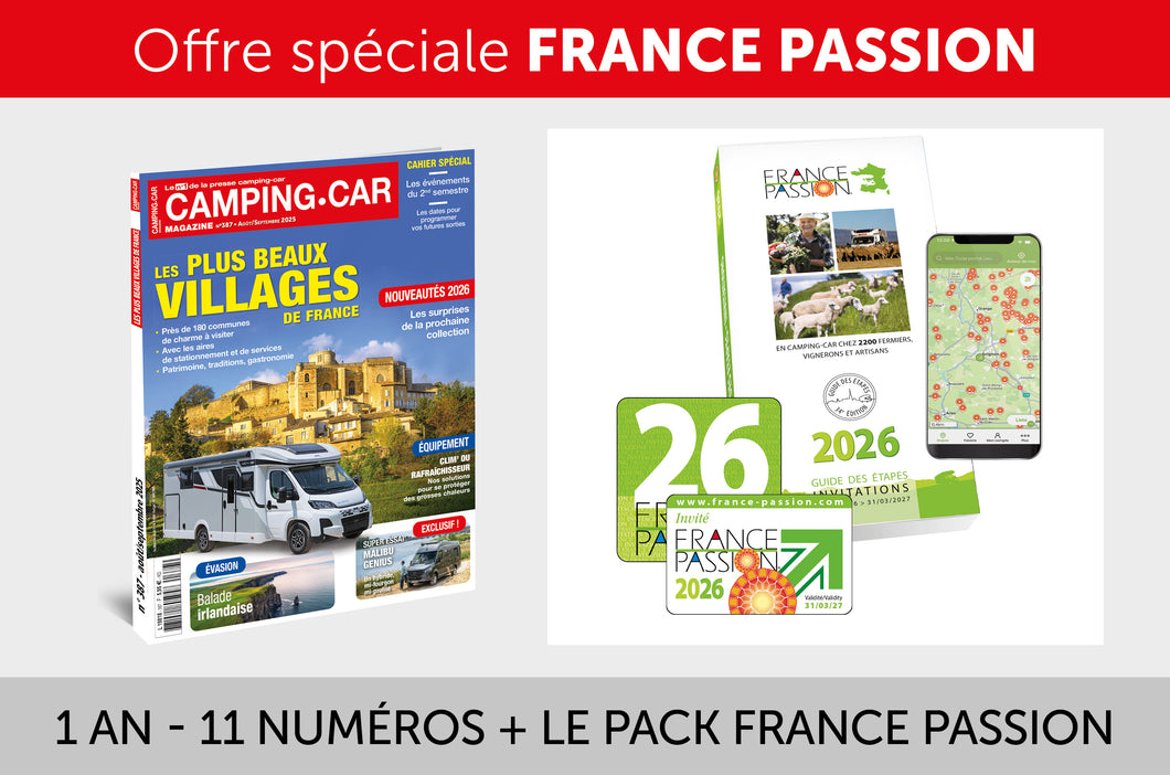Offre spéciale Camping-car Magazine  en version papier + le pack France Passion 2026